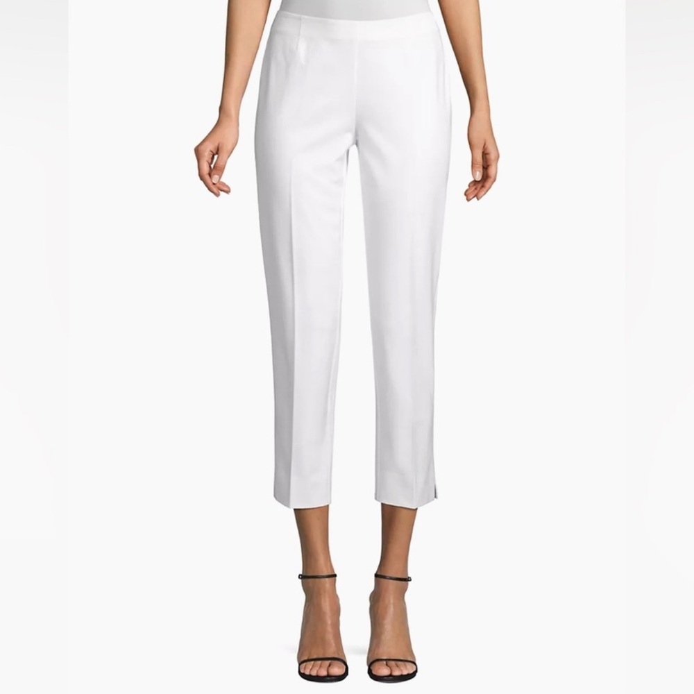 Lafayette 148 New York Lexington Cropped Pant White Size 4 Straight Fit Stretch